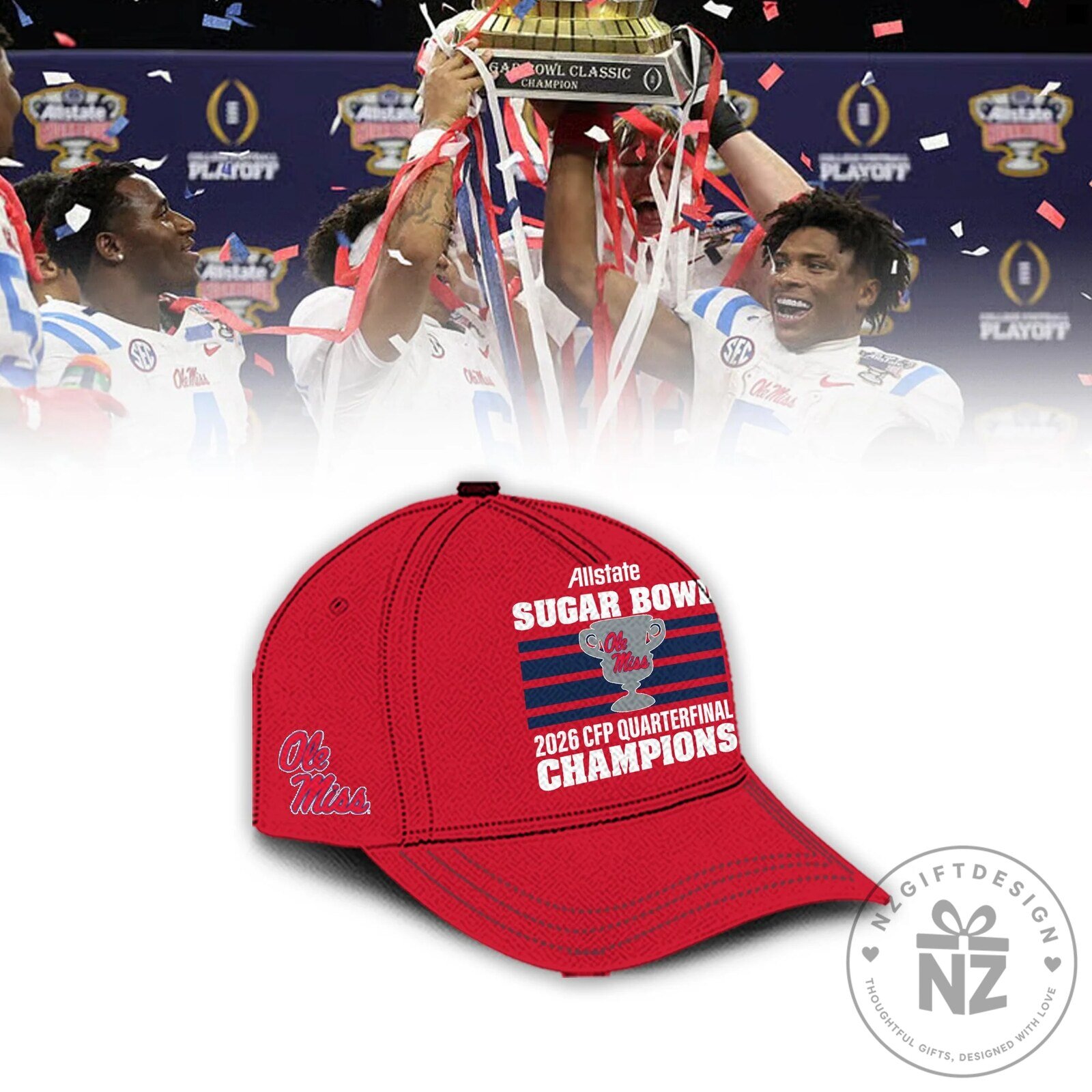 Ole Miss Rebels 2026 Sugar Bowl Champions Playoff Quarterfinal Red T-Shirt 8 Ole Miss Rebels 2026 Sugar Bowl Champions Playoff Quarterfinal Red T-Shirt
